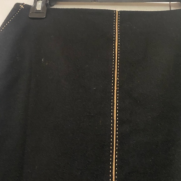 J Crew wool short skirt black with tan stitching size petite 8 wool blend zip - Picture 5 of 8